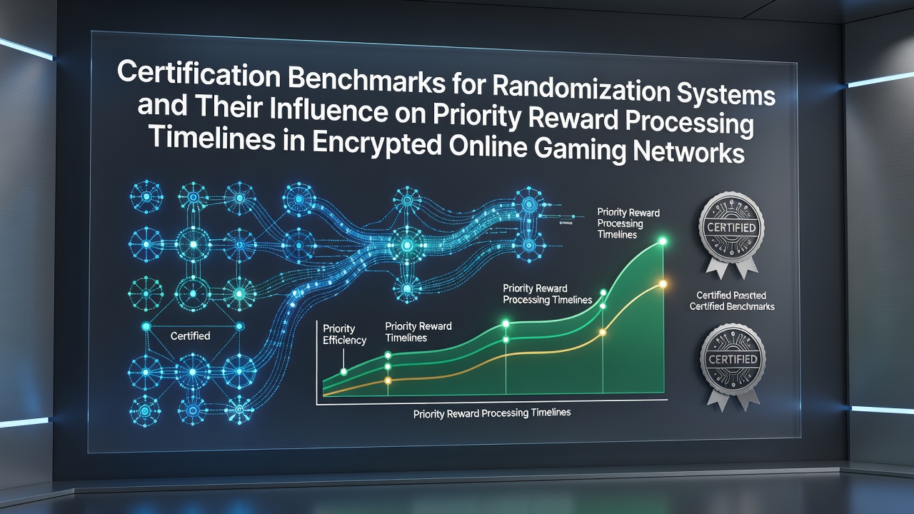 Diagram showing RNG certification benchmarks and encrypted reward processing flows in gaming networks