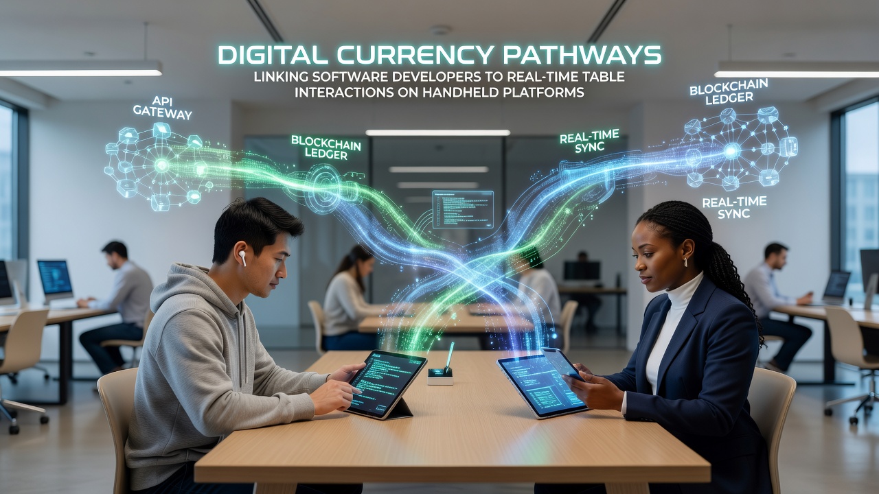 Mobile handheld device displaying real-time table interactions powered by digital currency integrations