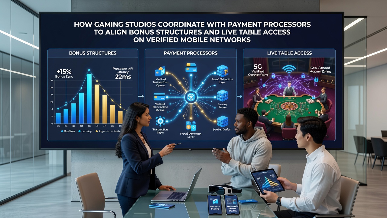 Gaming studios and payment processors collaborating on mobile network verification systems
