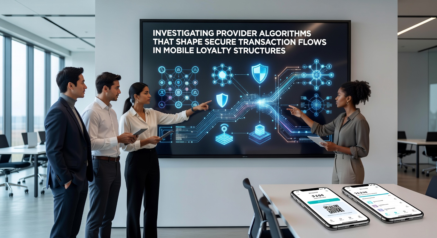 Close-up of server infrastructure and algorithm visualization representing secure data processing for mobile loyalty transactions